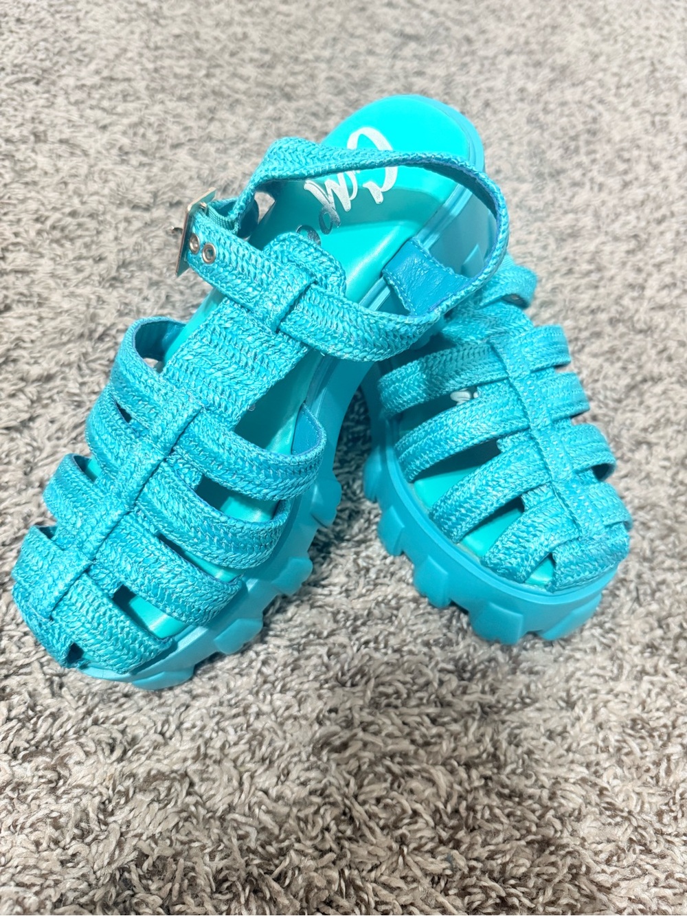 Cape Robbin Turquoise Braided Platform Sandals